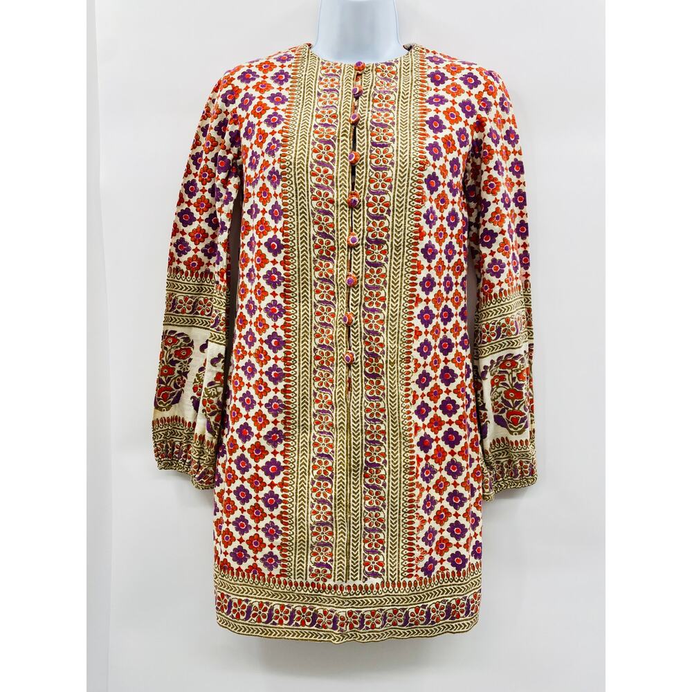 Treasures of India button down floral long sleeve dress